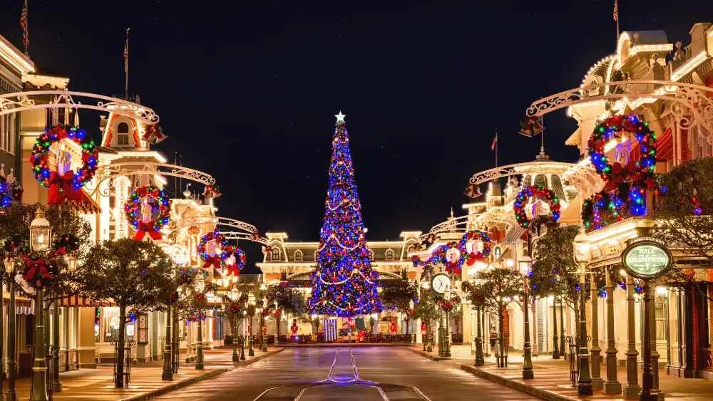 The tree lighting ceremony at Hong Kong Disneyland